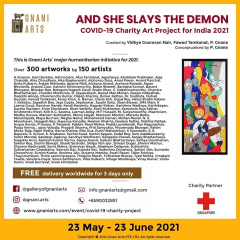 And She Slays the Demon: COVID-19 Charity Art Project for India 2021