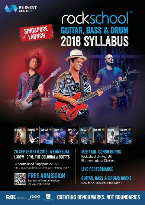 Rockschool Guitar, Bass & Drums 2018 Syllabus Launch - Singapore